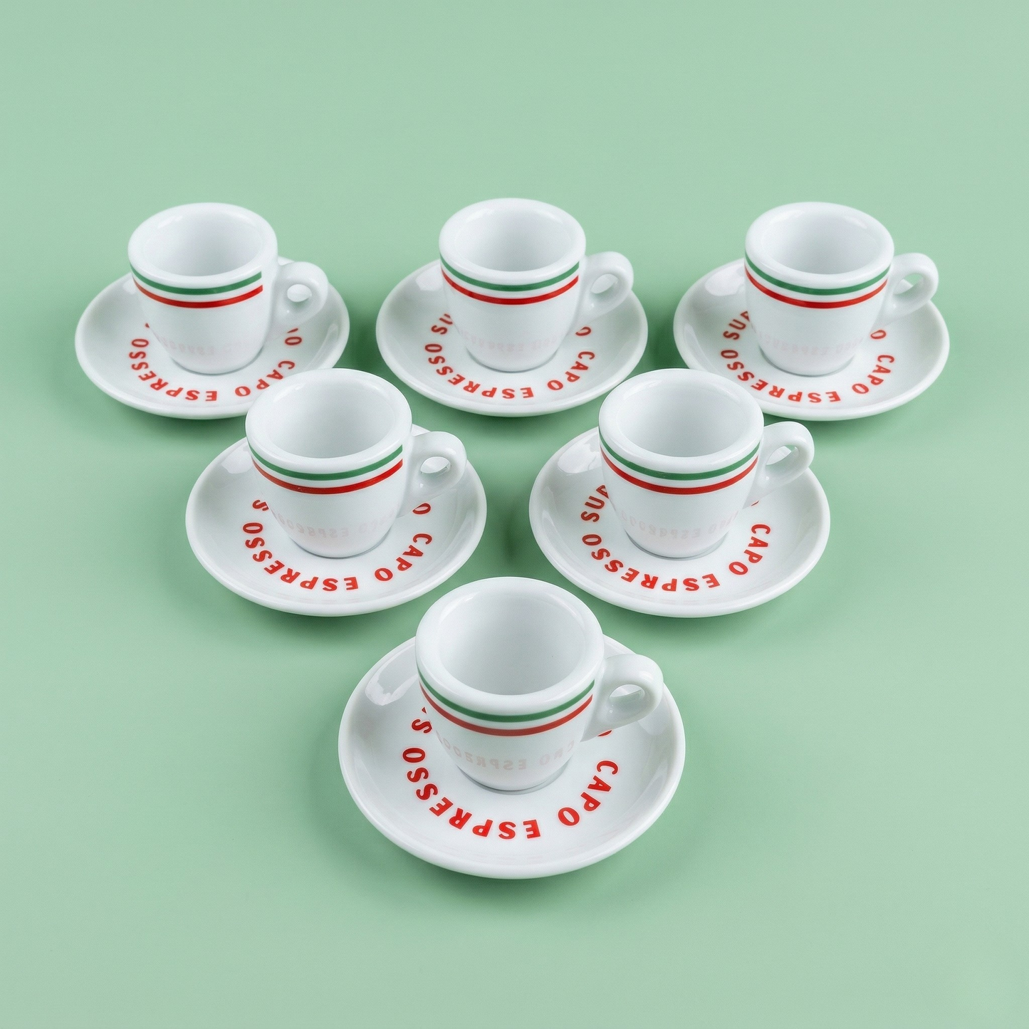 6 x Espresso Tasse - TRICOLORE