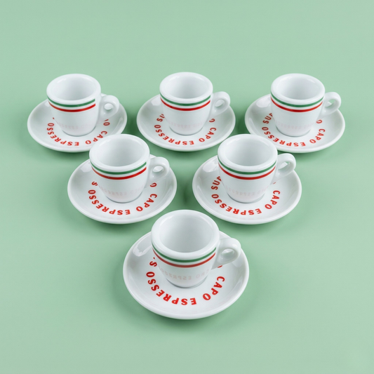 6 x Espresso Tasse - TRICOLORE
