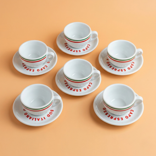 6 x Cappuccino Tasse - TRICOLORE