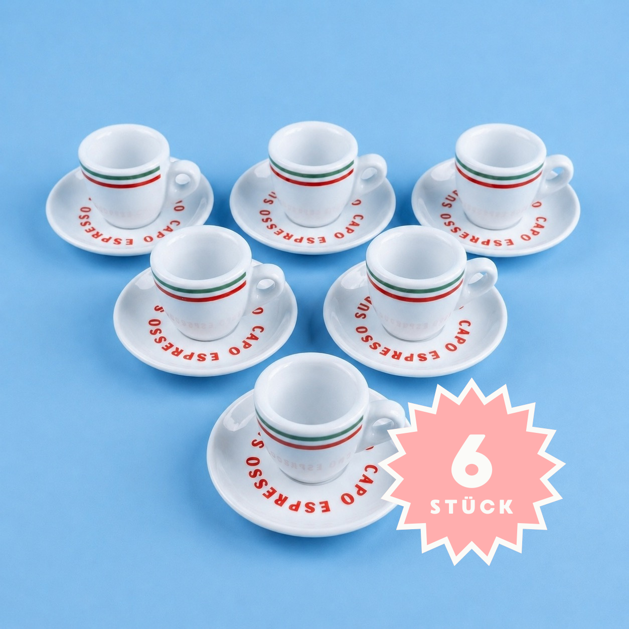 6 x Espresso Tasse - TRICOLORE